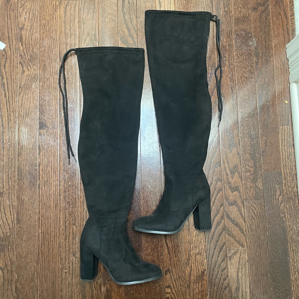 Over the knee black boots